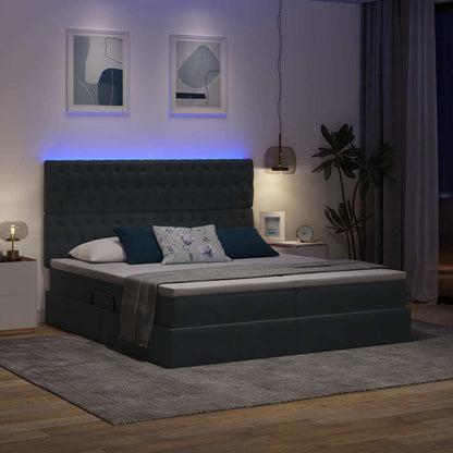 Letto con contenitore LED e materasso Grigio Scuro 200 x 200 cm