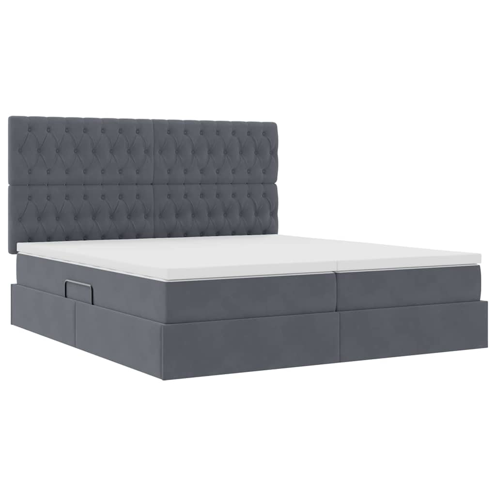 Letto con contenitore LED e materasso Grigio Scuro 200 x 200 cm