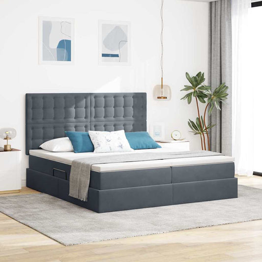 Letto con contenitore LED e materasso Grigio Scuro 180 x 200 cm