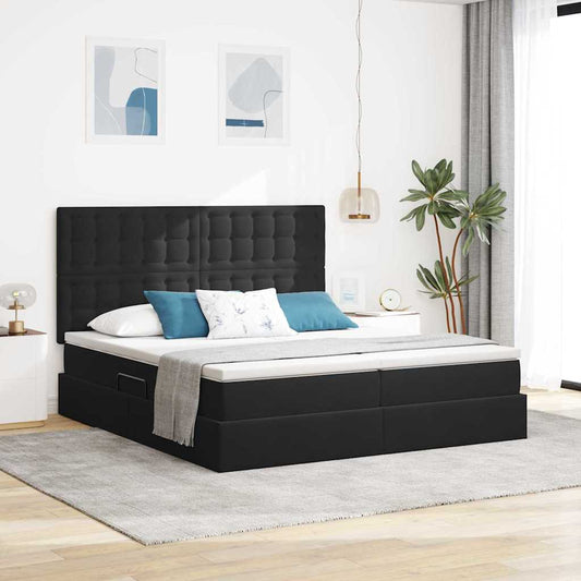 Letto con contenitore LED e materasso Nero 180 x 200 cm Velluto