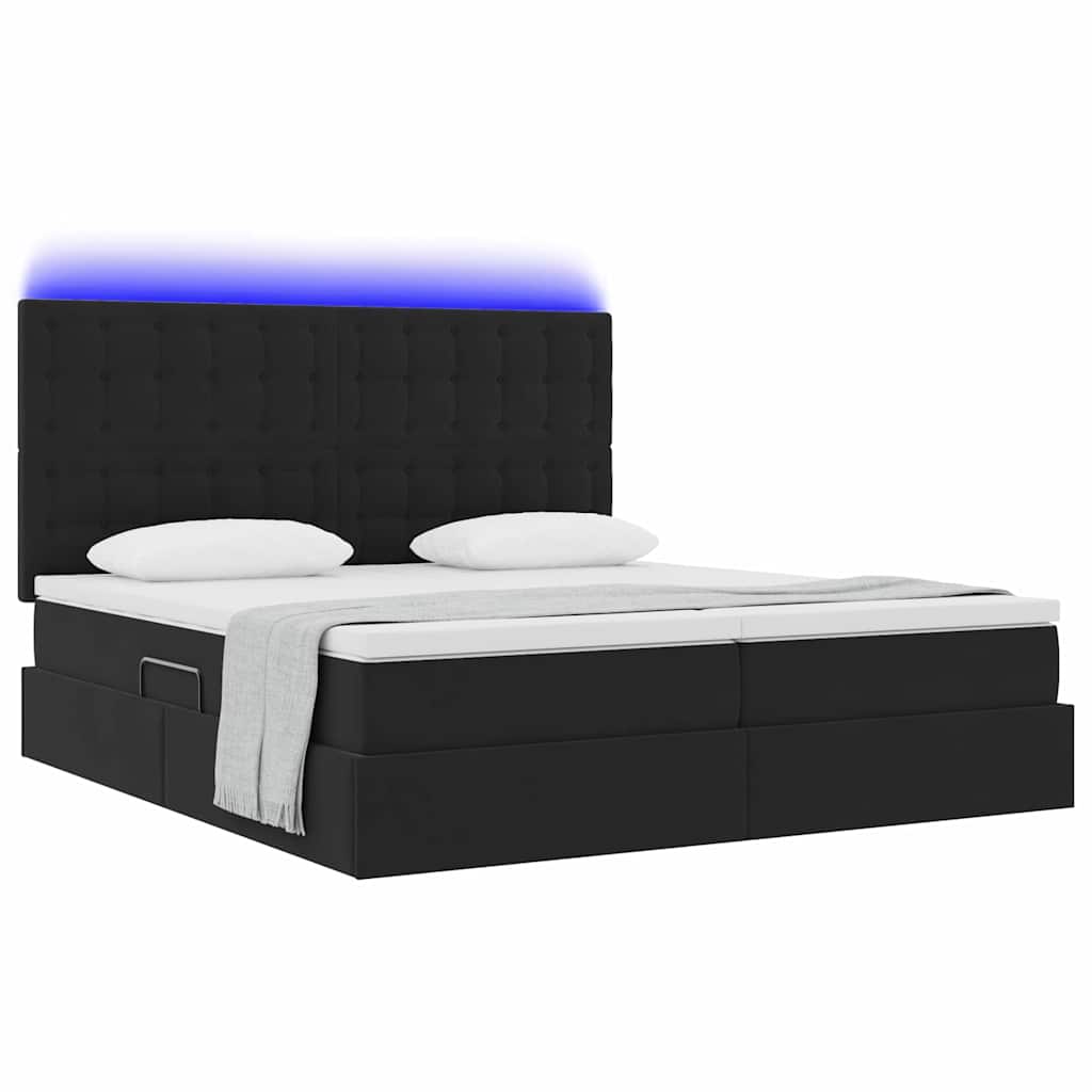 Letto con contenitore LED e materasso Nero 180 x 200 cm Velluto