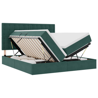Letto con contenitore LED e materasso Verde Scuro 180 x 200 cm