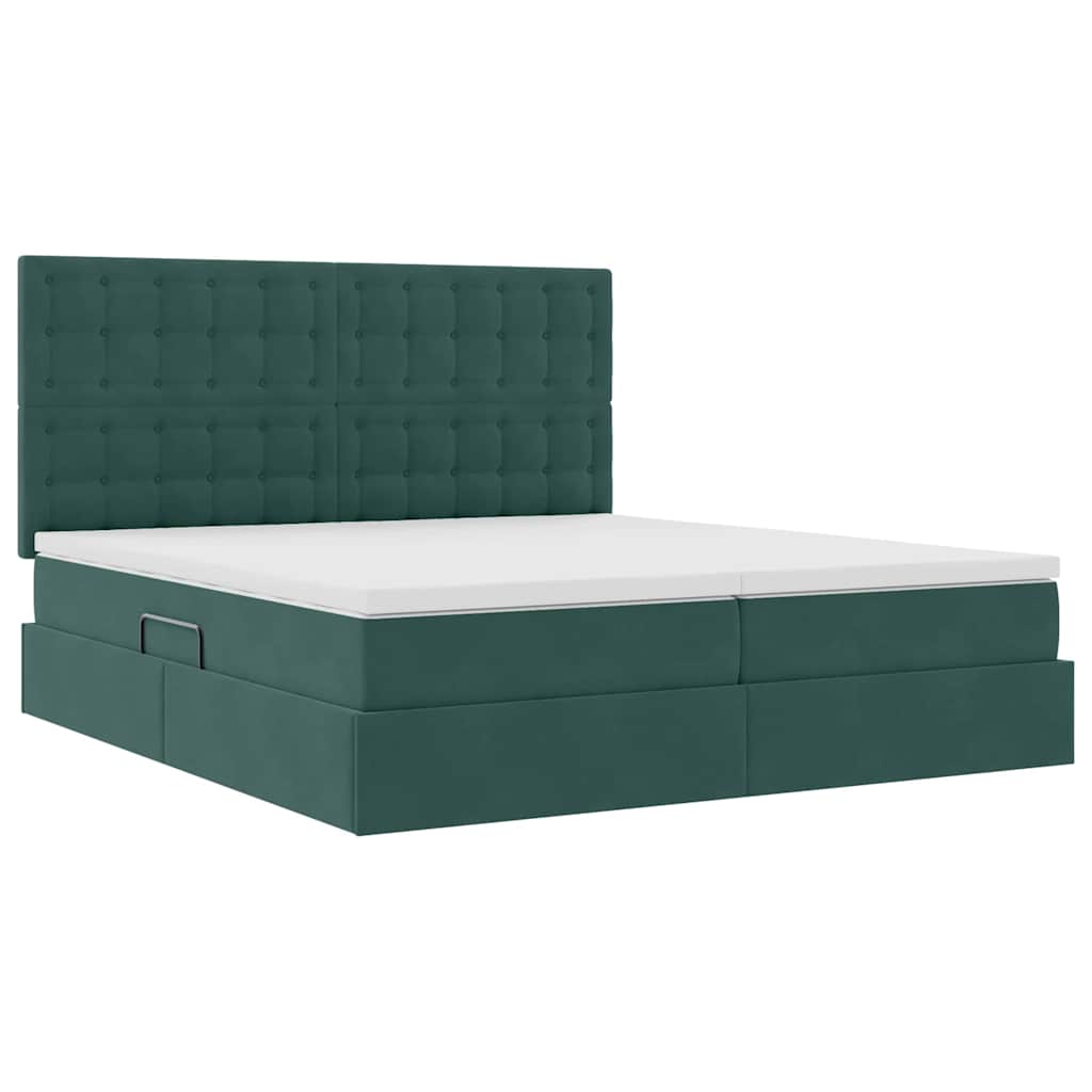 Letto con contenitore LED e materasso Verde Scuro 180 x 200 cm