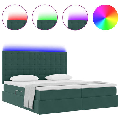 Letto con contenitore LED e materasso Verde Scuro 180 x 200 cm