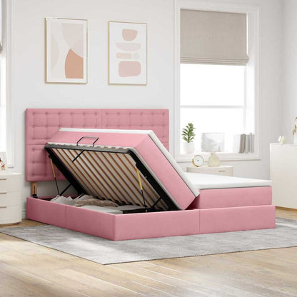 Letto con contenitore LED e materasso Rosa 180 x 200 cm Velluto