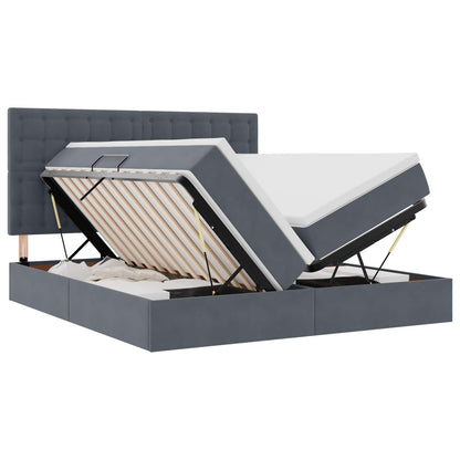 Letto con contenitore LED e materasso Grigio Scuro 200 x 200 cm