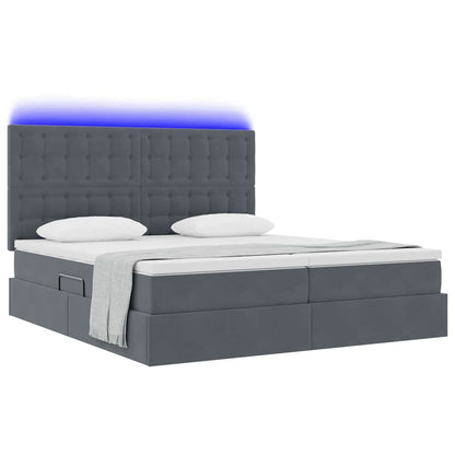 Letto con contenitore LED e materasso Grigio Scuro 200 x 200 cm