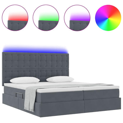 Letto con contenitore LED e materasso Grigio Scuro 200 x 200 cm