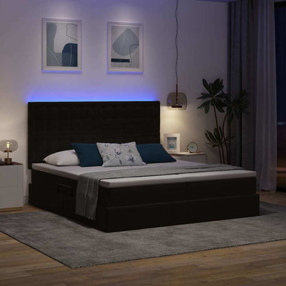 Letto con contenitore LED e materasso Nero 200 x 200 cm Velluto
