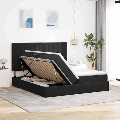 Letto con contenitore LED e materasso Nero 200 x 200 cm Velluto