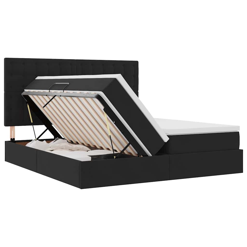 Letto con contenitore LED e materasso Nero 200 x 200 cm Velluto