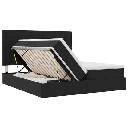 Letto con contenitore LED e materasso Nero 200 x 200 cm Velluto