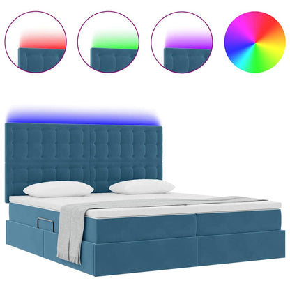 Letto con contenitore LED e materasso Blu Scuro 200 x 200 cm