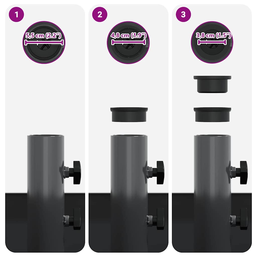 Base per Parasol con Vaso Antracite 45 x 45 x 45 cm Acciaio - homemem39