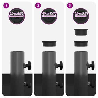 Base per Parasol con Vaso Antracite 45 x 45 x 45 cm Acciaio - homemem39