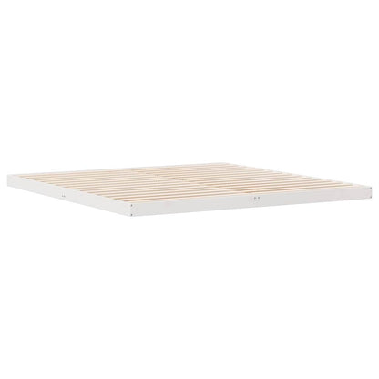 Struttura letto a terra Bianco 213,5 x 184 x 9 cm Pino massello