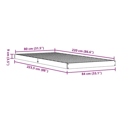 Struttura letto a terra Bianco 80 x 220 cm Pino massello | homemem39