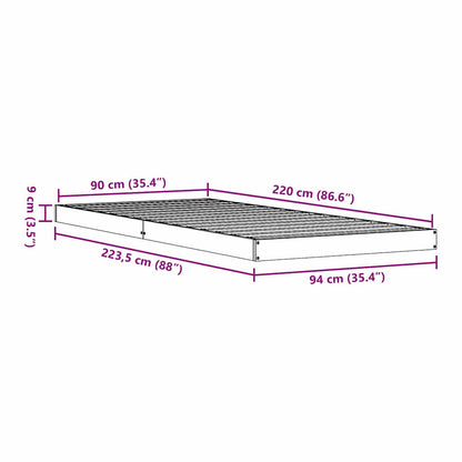 Struttura letto a terra Naturale 90 x 220 cm Pino massello | homemem39