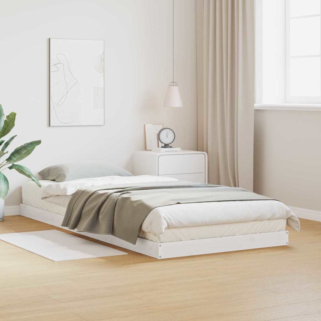 Struttura letto a terra Bianco 213.5 x 104 x 9 cm Pino massello