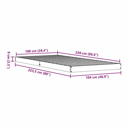 Struttura letto a terra Naturale 100 x 220 cm Pino massello | homemem39