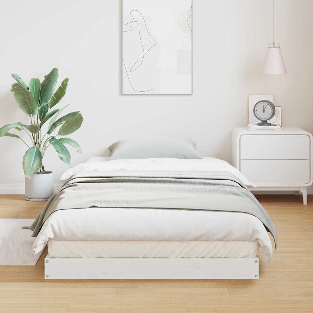 Struttura letto a terra Bianco 100 x 220 cm Pino massello | homemem39