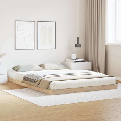 Struttura letto a terra Naturale 140 x 220 cm Pino massello | homemem39