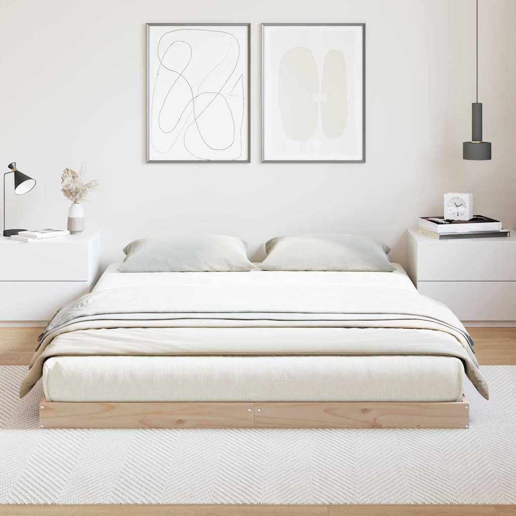 Struttura letto a terra Naturale 140 x 220 cm Pino massello | homemem39