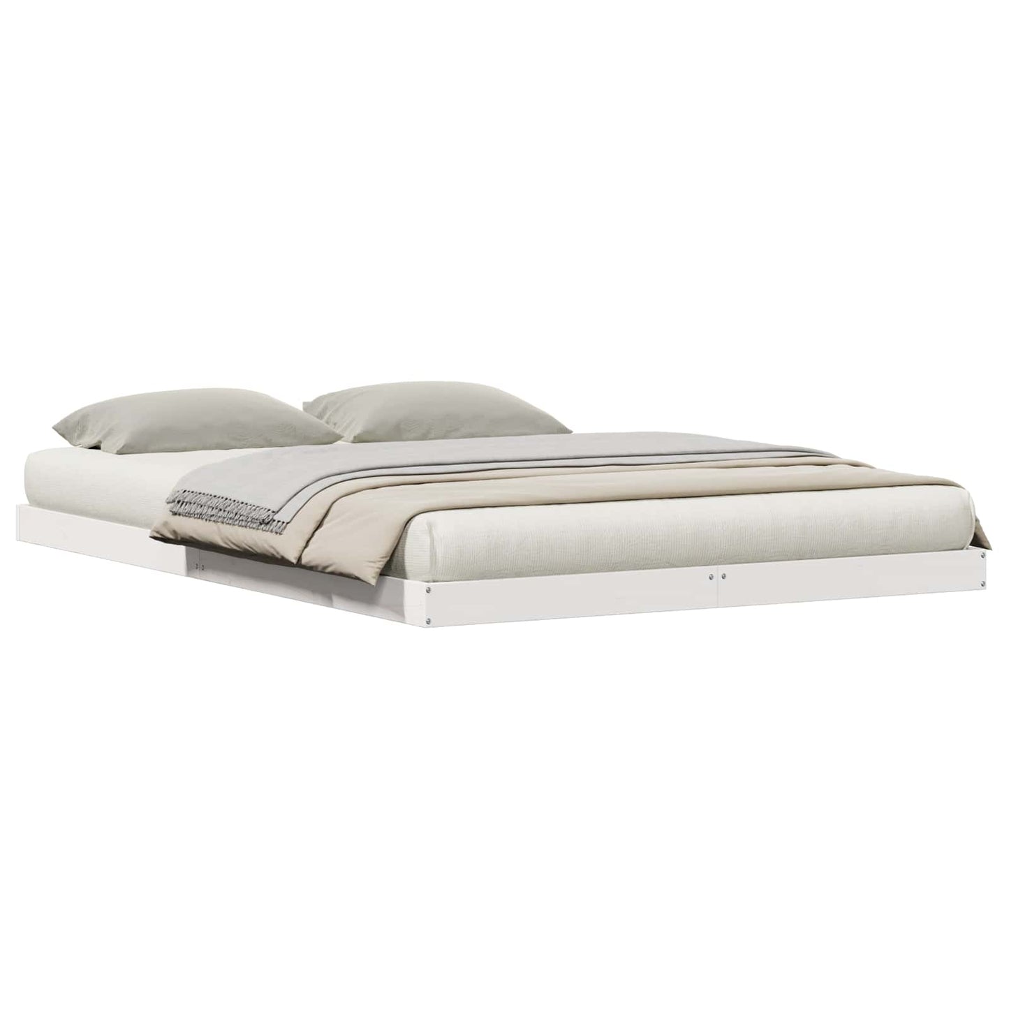 Struttura letto a terra Bianco 140 x 220 cm Pino massello | homemem39