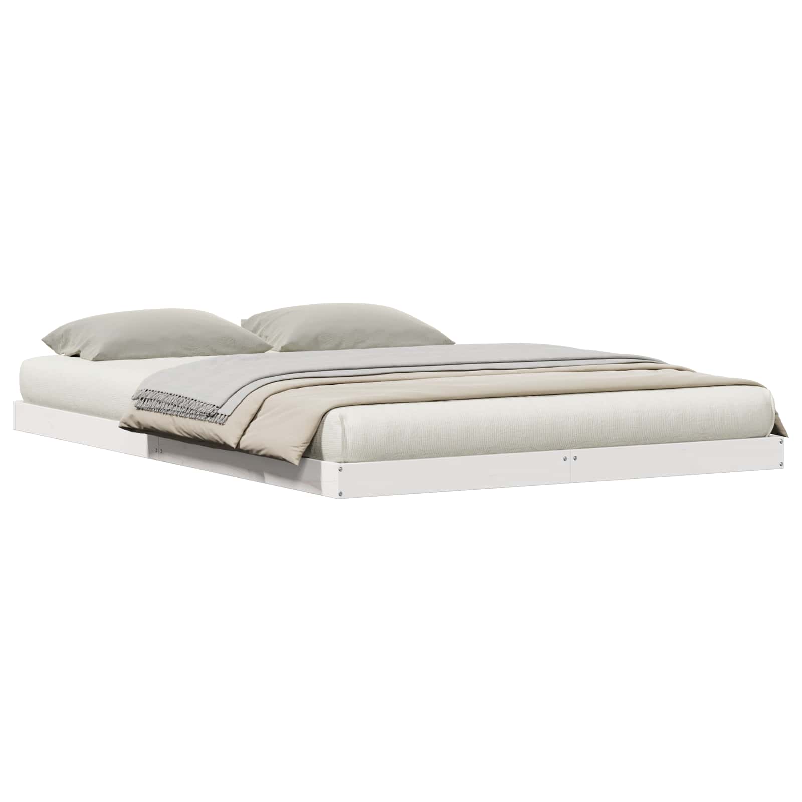Struttura letto a terra Bianco 140 x 220 cm Pino massello | homemem39