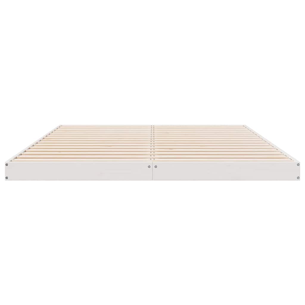 Struttura letto a terra Bianco 160 x 220 cm Pino massello | homemem39