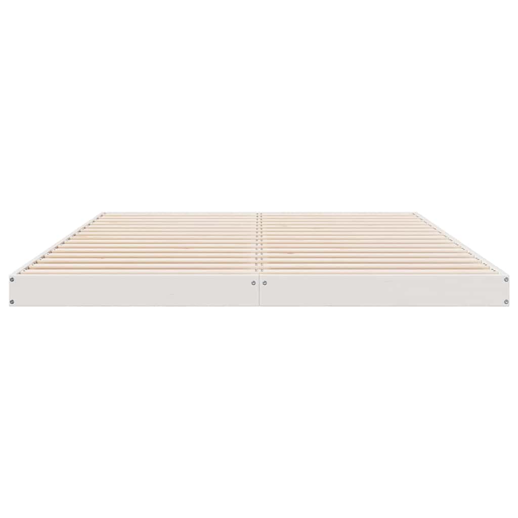 Struttura letto a terra Bianco 160 x 220 cm Pino massello | homemem39