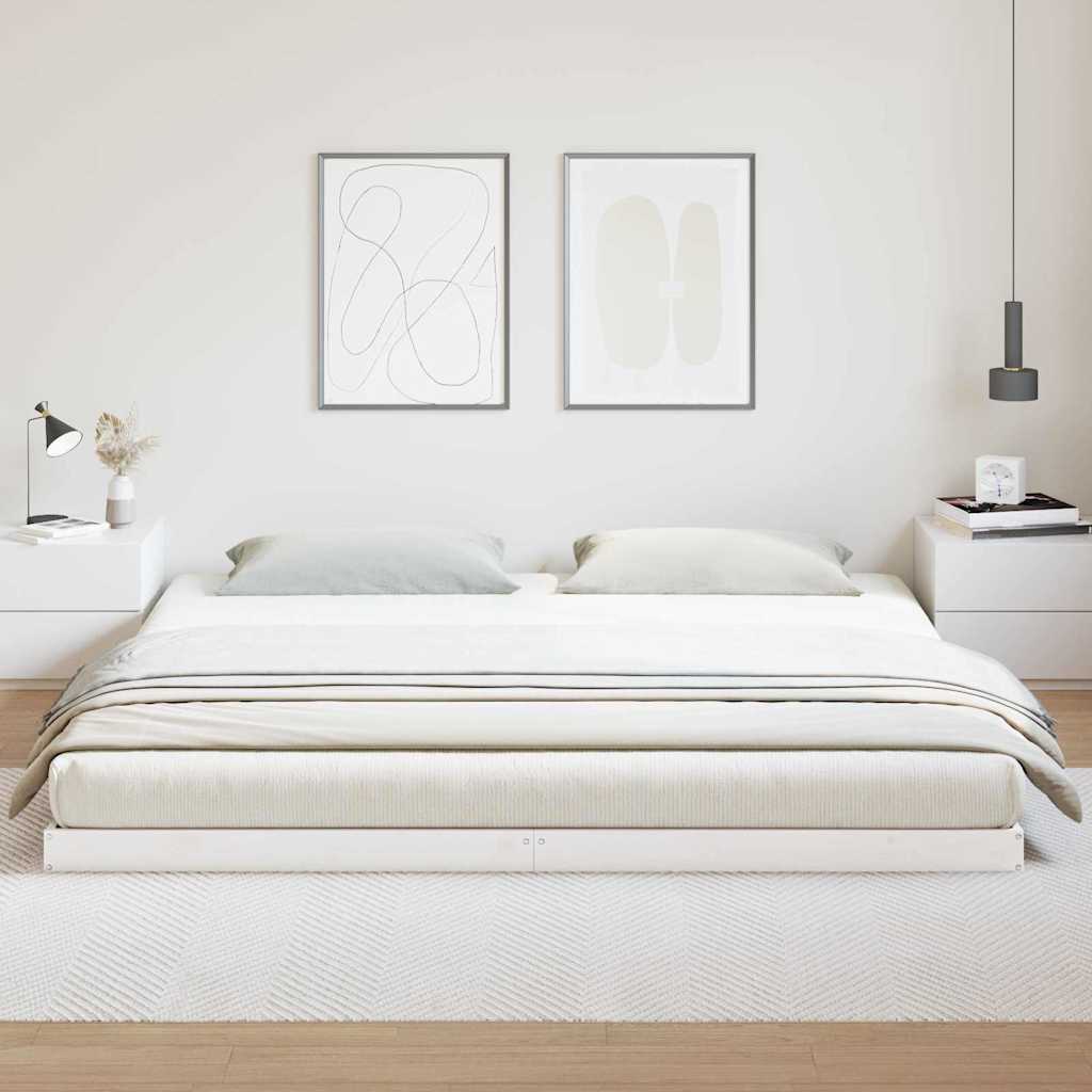 Struttura letto a terra Bianco 180 x 220 cm Pino massello | homemem39