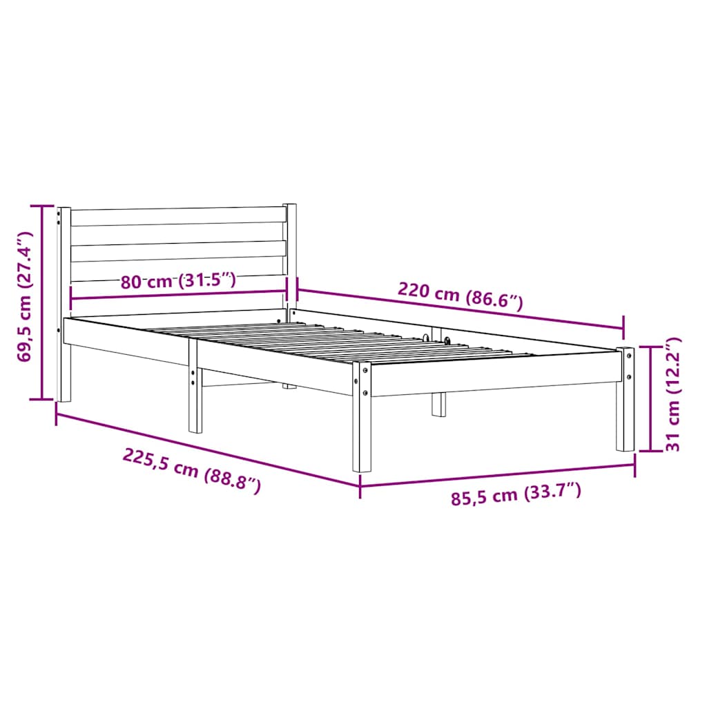 Struttura del letto con testiera Marrone 225,5 x 85,5 x 69,5 cm | homemem39
