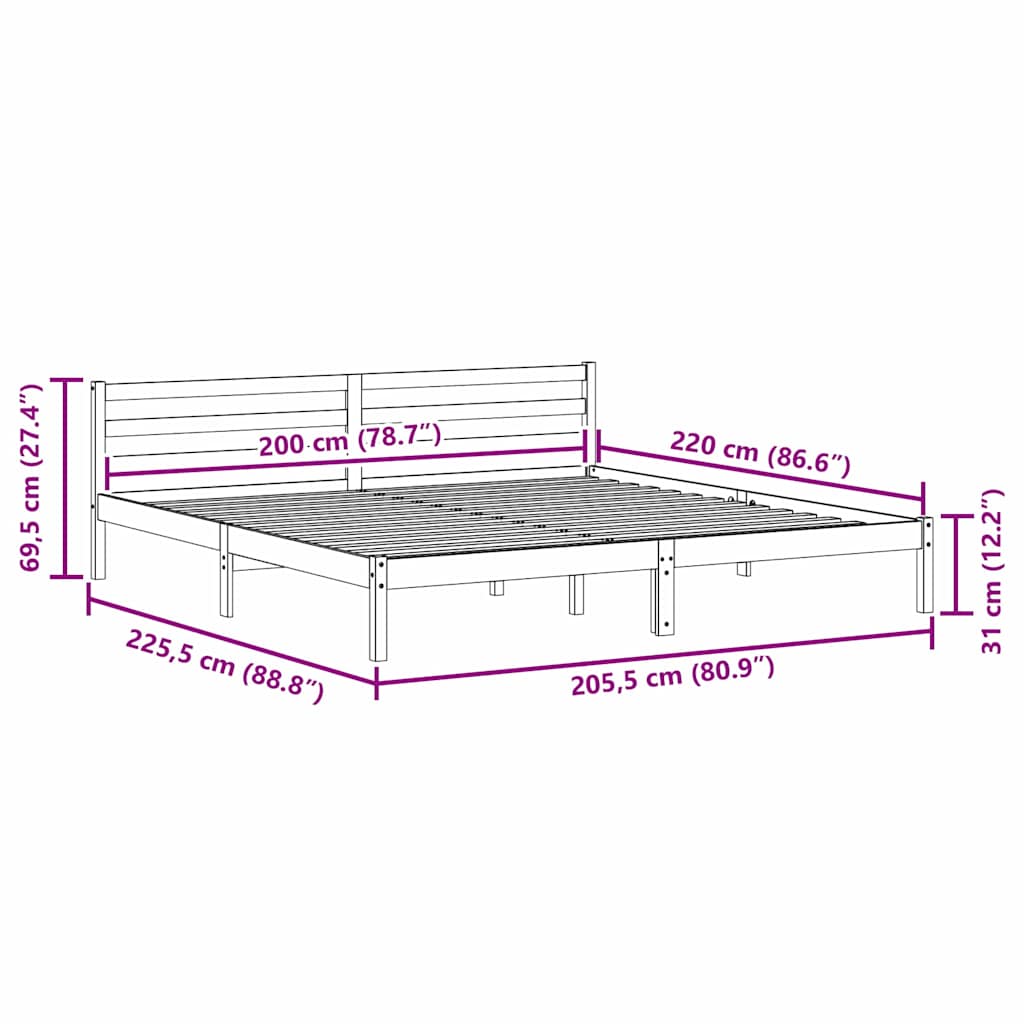 Struttura del letto con testiera Bianco 225,5 x 205,5 x 69,5 cm | homemem39