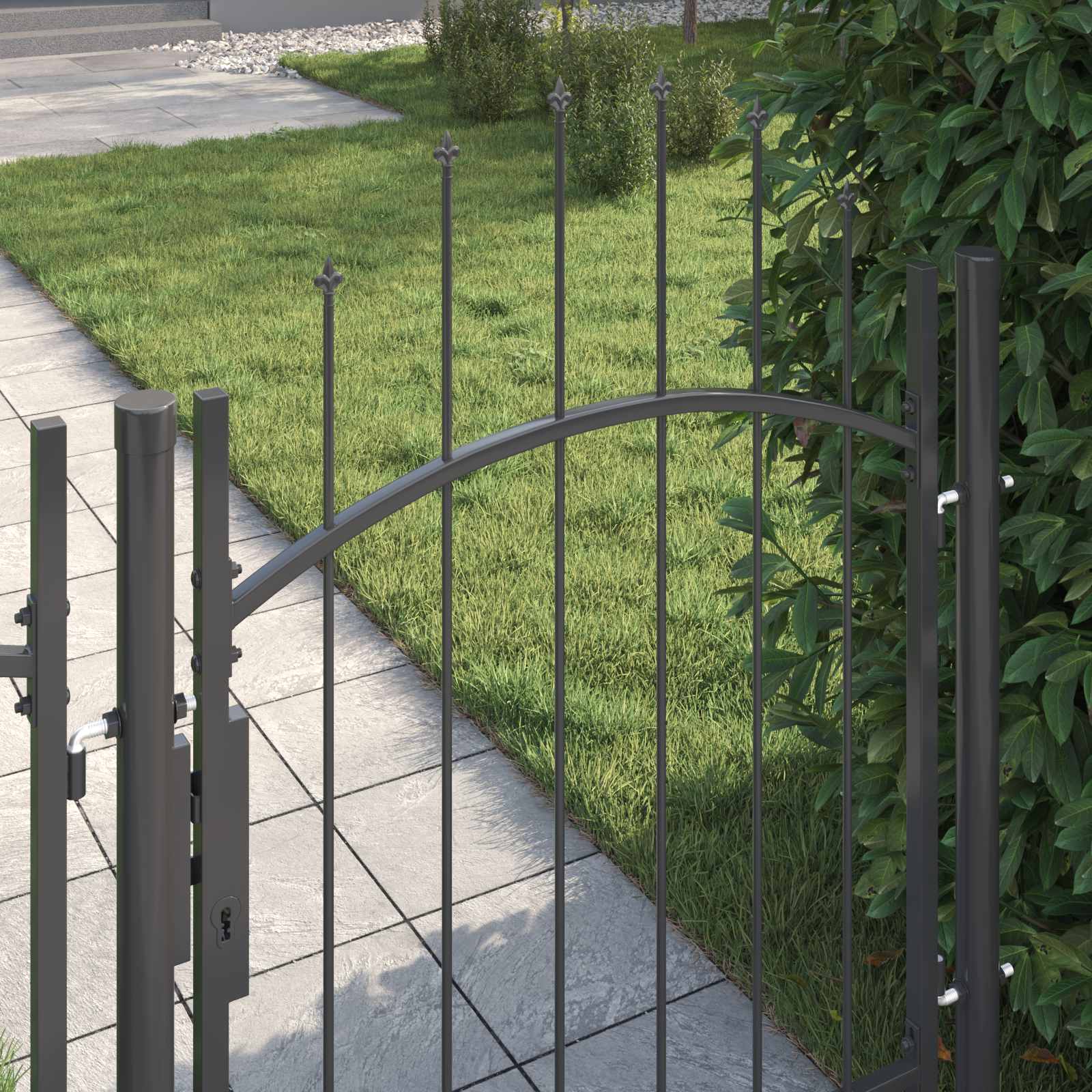 Cancello da giardino Woerden Grigio 150 x 100 cm Acciaio | homemem39