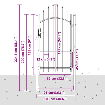 Cancello da giardino Woerden Grigio 175 x 100 cm Acciaio | homemem39