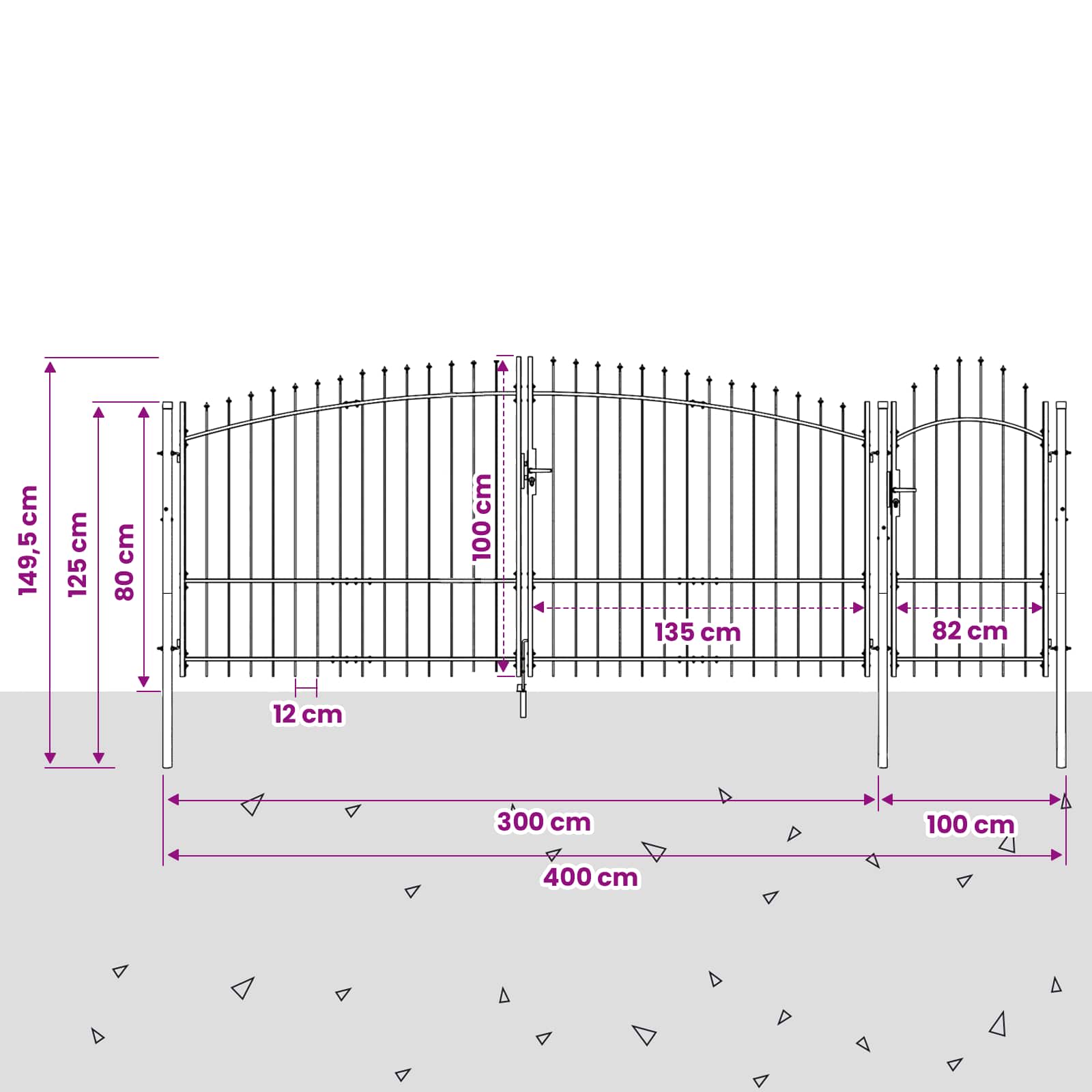 Cancello da giardino Woerden Grigio 100 x 400 cm Acciaio | homemem39