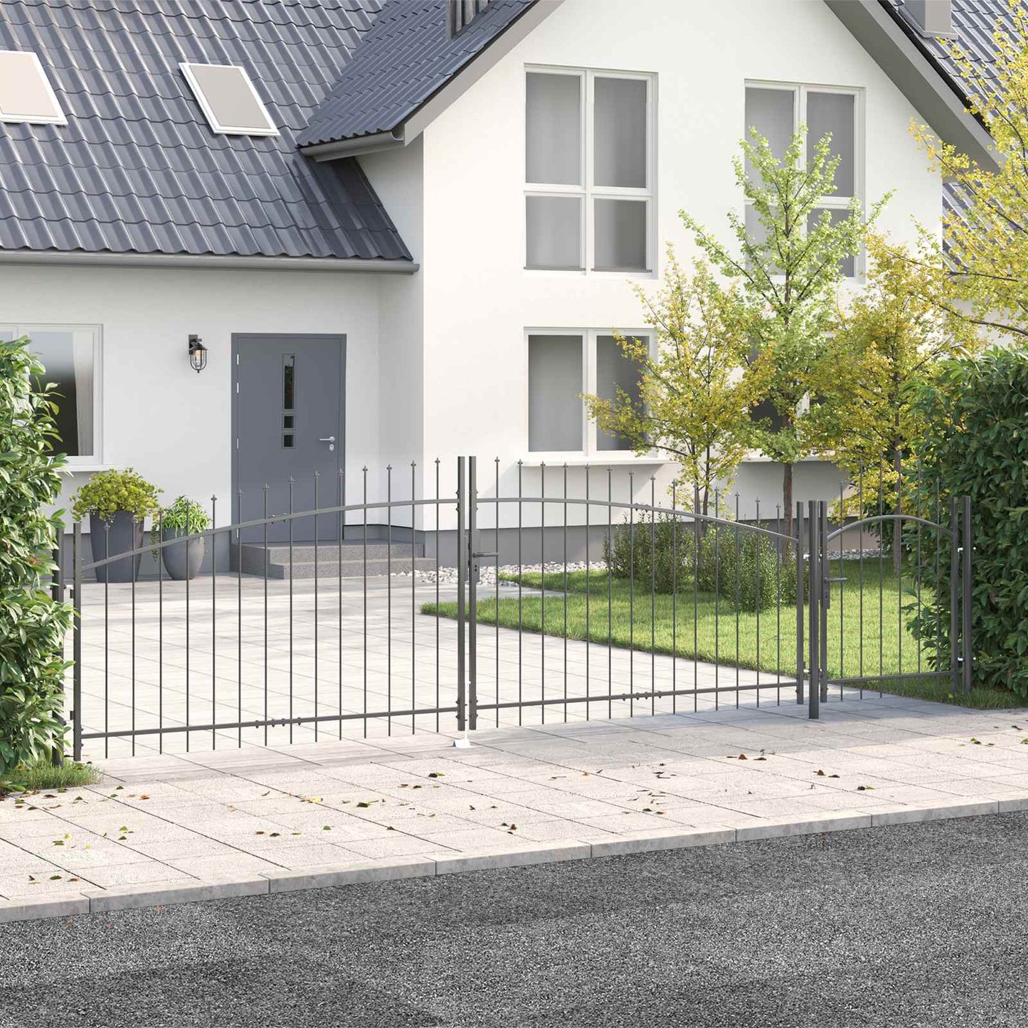Cancello da giardino Woerden Grigio 125 x 500 cm Acciaio | homemem39