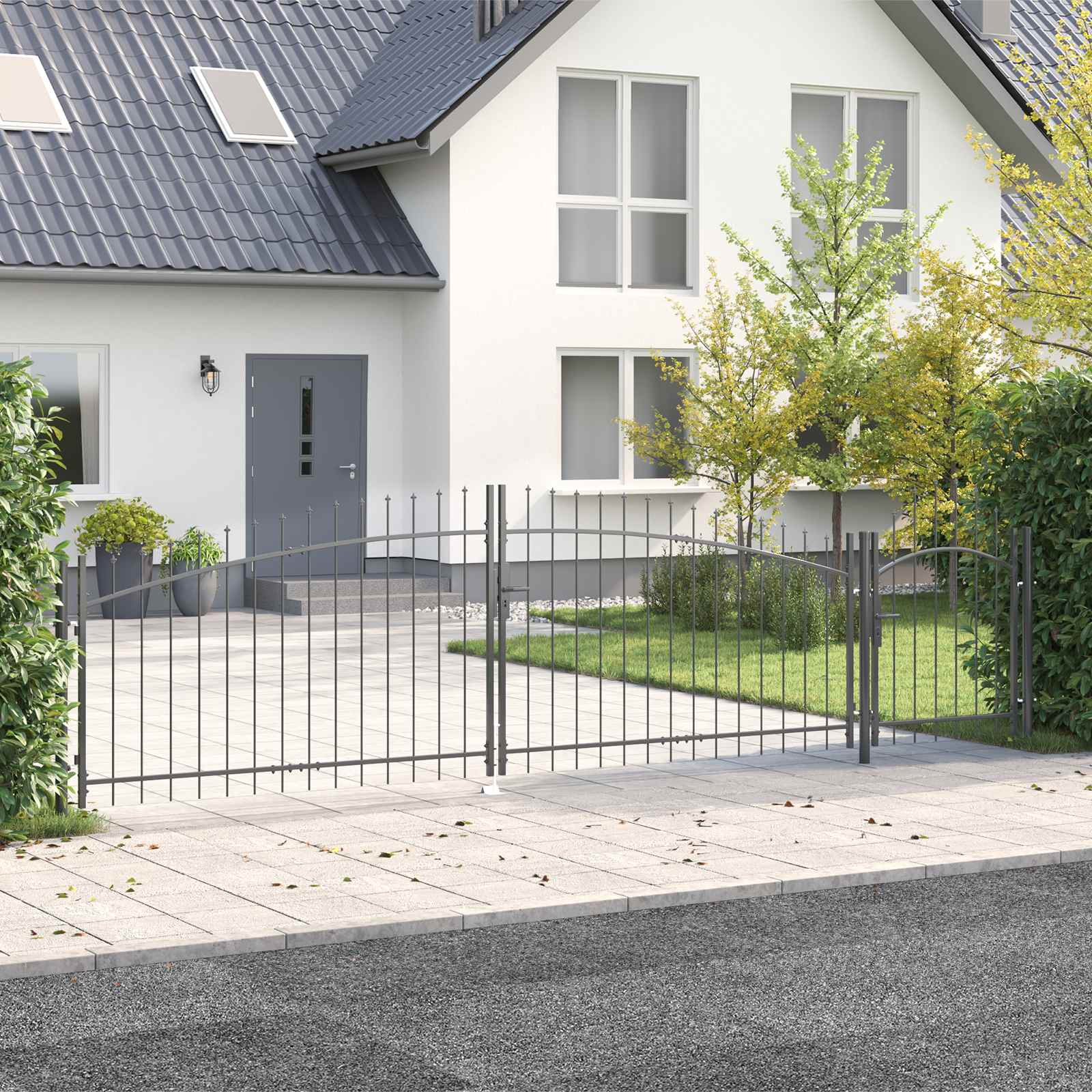 Cancello da giardino Woerden Grigio 125 x 500 cm Acciaio | homemem39