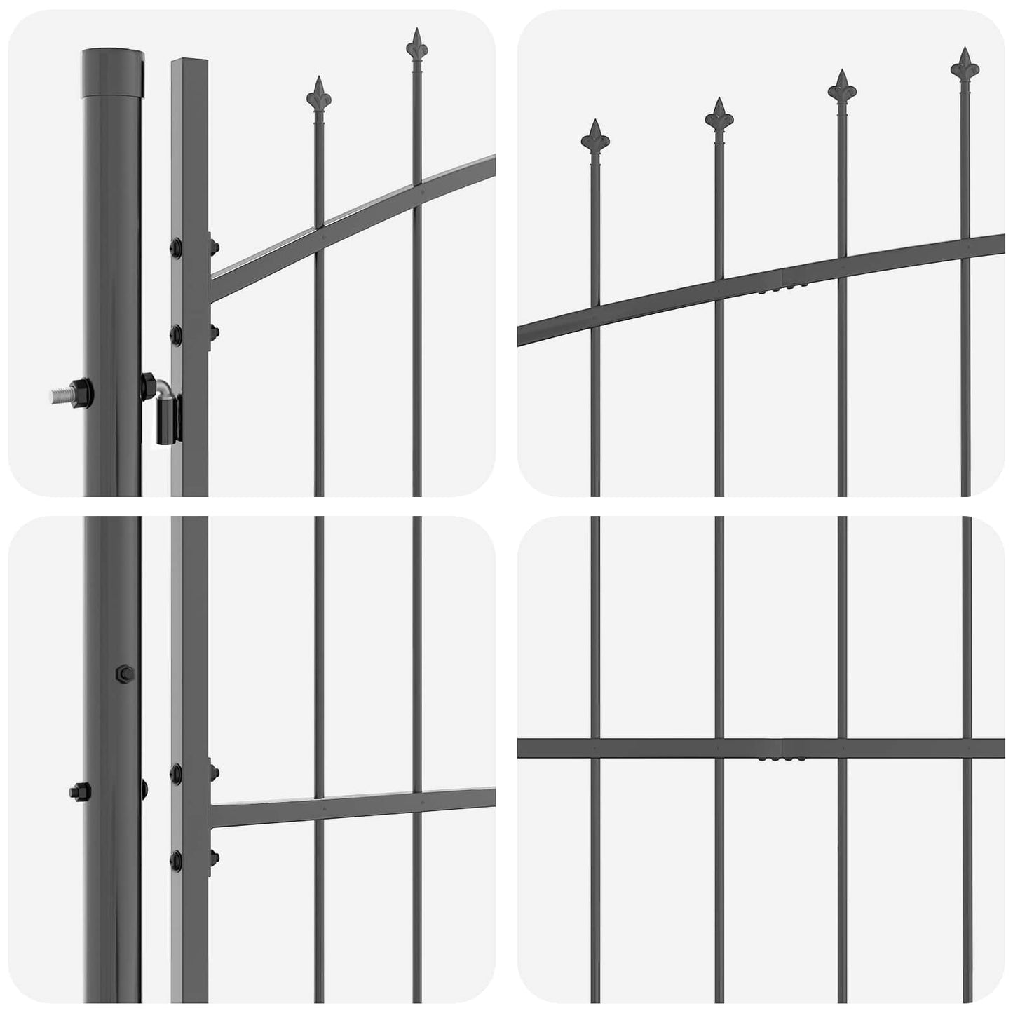 Cancello da giardino Woerden Grigio 150 x 500 cm Acciaio | homemem39