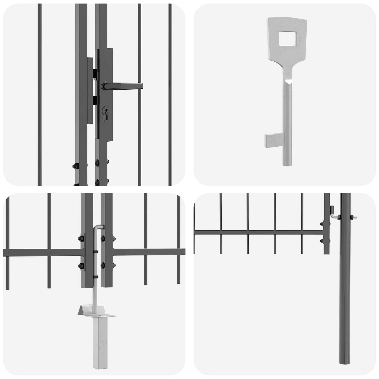 Cancello da giardino Woerden Grigio 195 x 500 cm Acciaio | homemem39