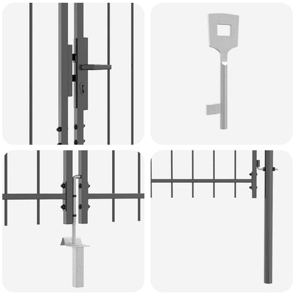 Cancello da giardino Woerden Grigio 195 x 500 cm Acciaio | homemem39