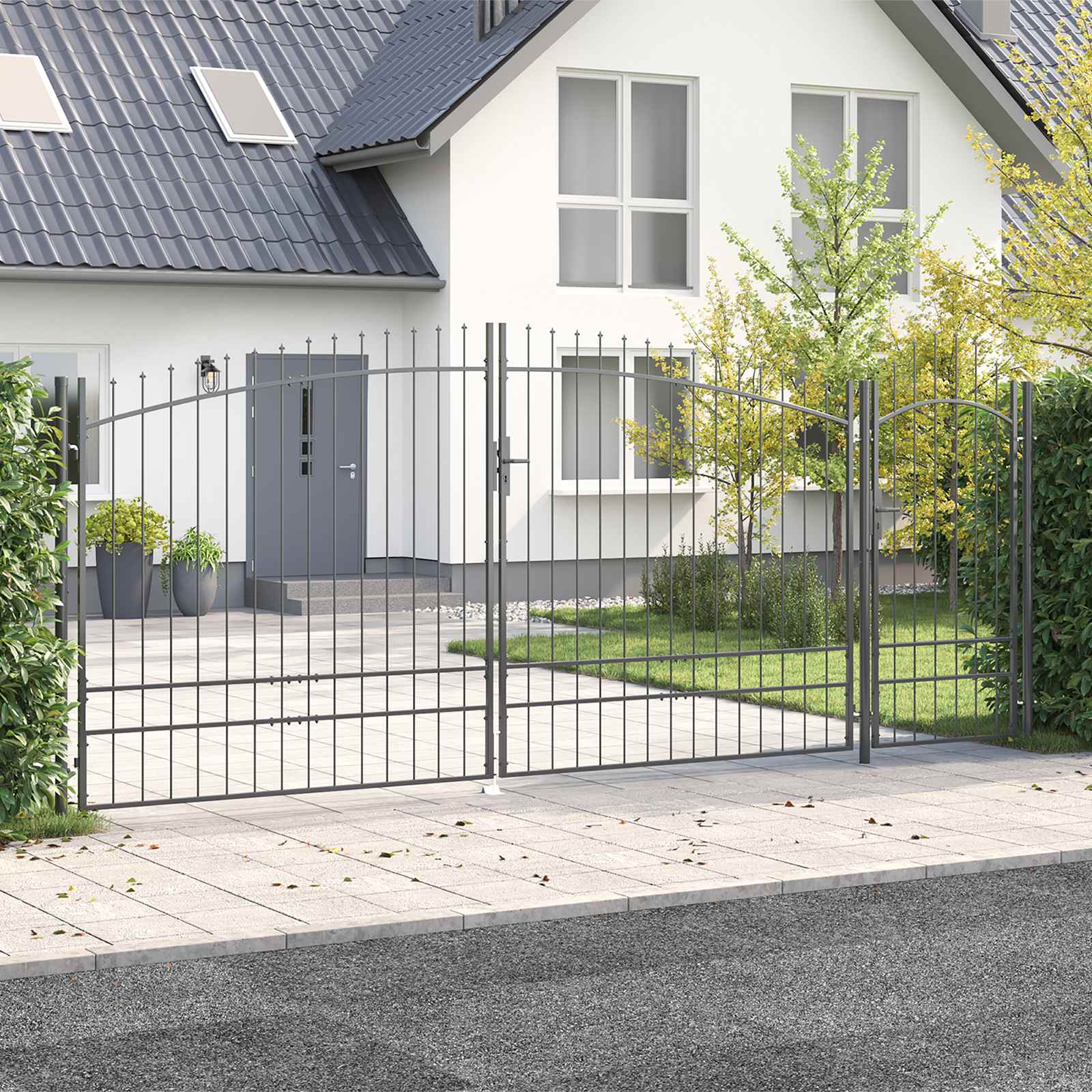 Cancello da giardino Woerden Grigio 195 x 500 cm Acciaio | homemem39