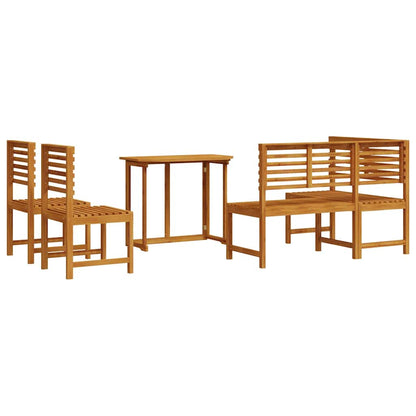Set Panchina da Giardino 4 pcs Marrone legno massello di acacia