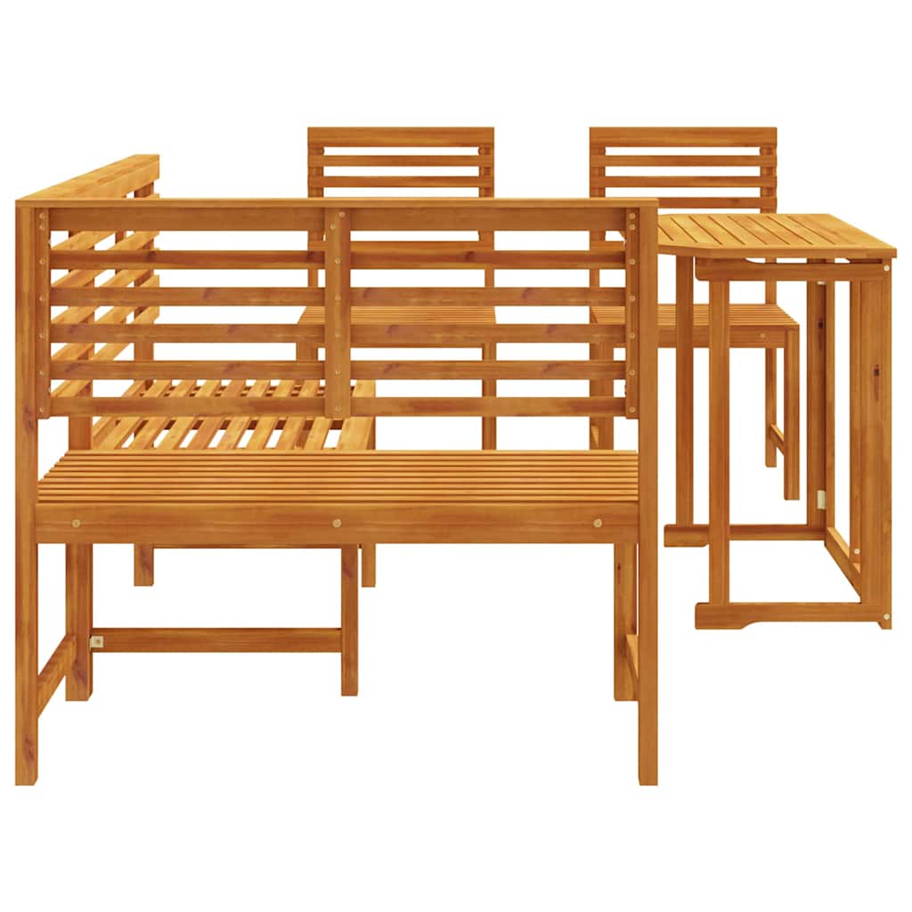 Set Panchina da Giardino 4 pcs Marrone legno massello di acacia