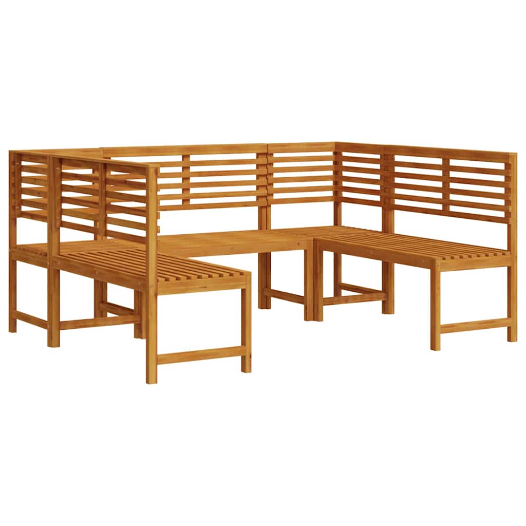 Set Panchina da Giardino 5 pcs Marrone Legno di Acacia Massello