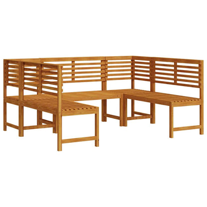 Set Panchina da Giardino 5 pcs Marrone Legno di Acacia Massello