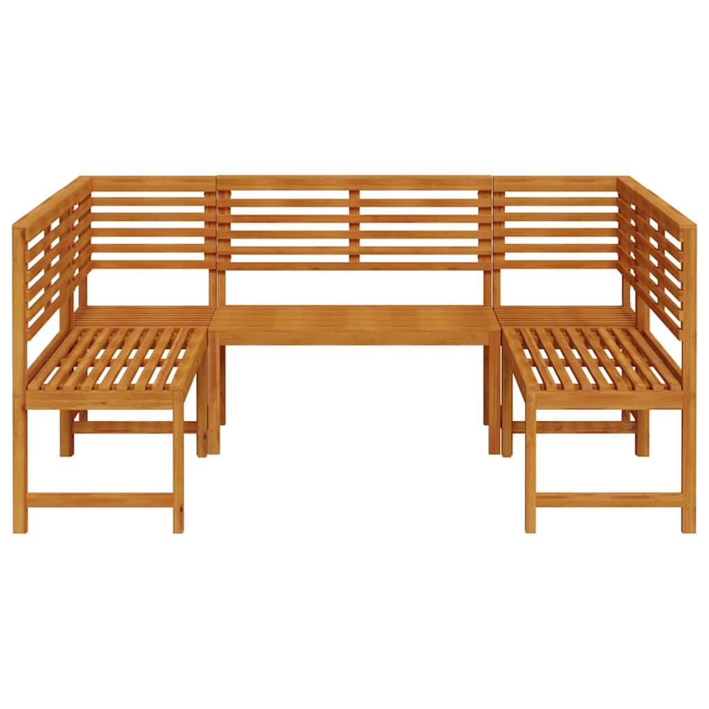 Set Panchina da Giardino 5 pcs Marrone Legno di Acacia Massello