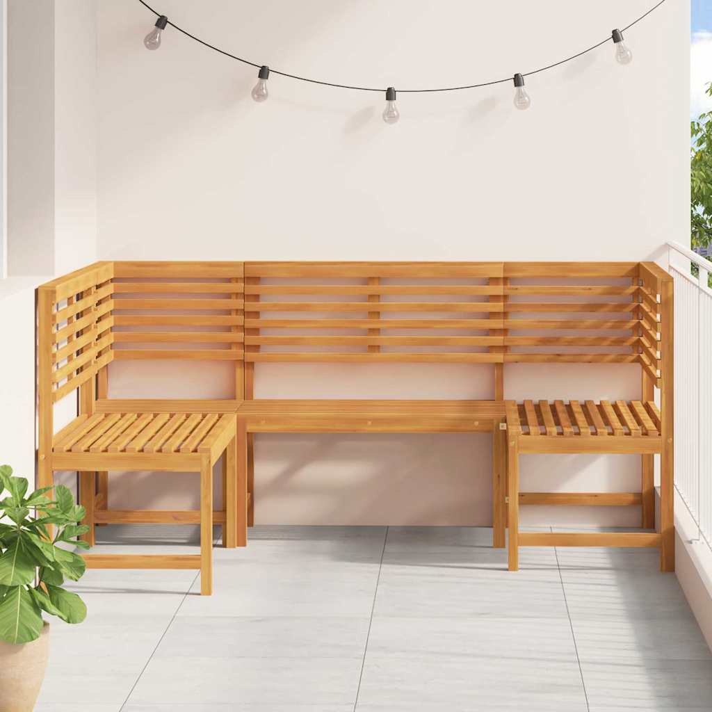 Set Panchina da Giardino 3 pcs Marrone Legno di Acacia Massello | homemem39