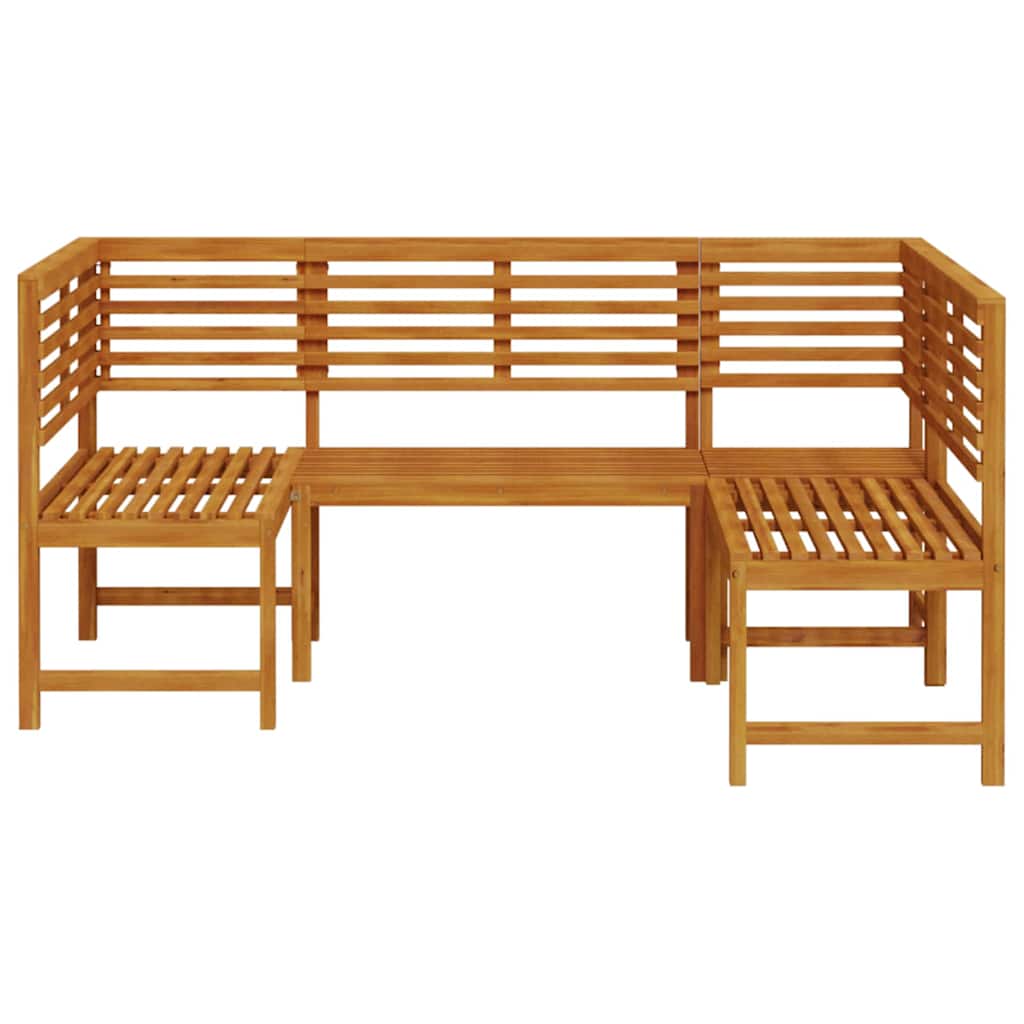 Set Panchina da Giardino 3 pcs Marrone Legno di Acacia Massello | homemem39